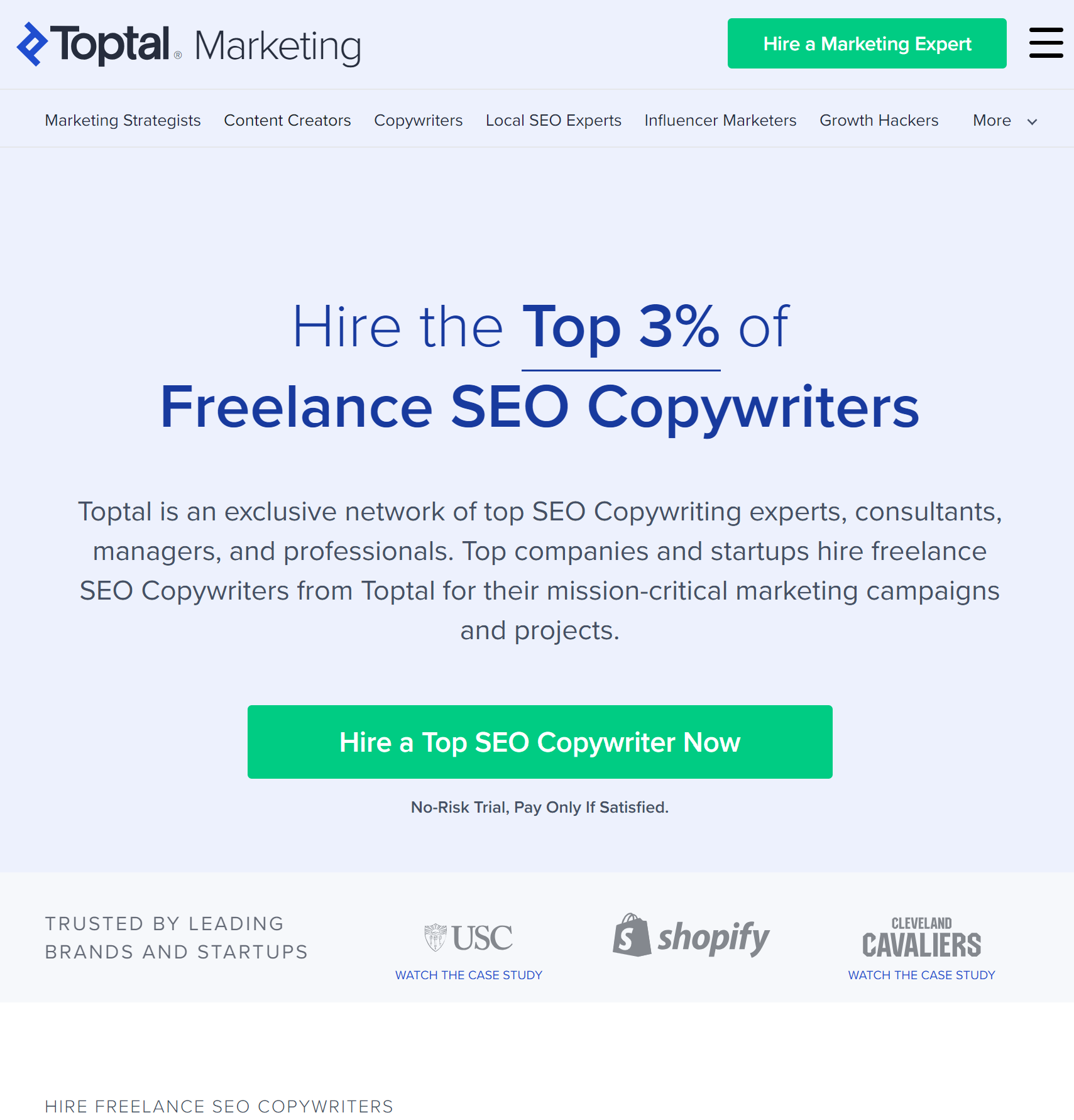 Toptal seo copywriters page