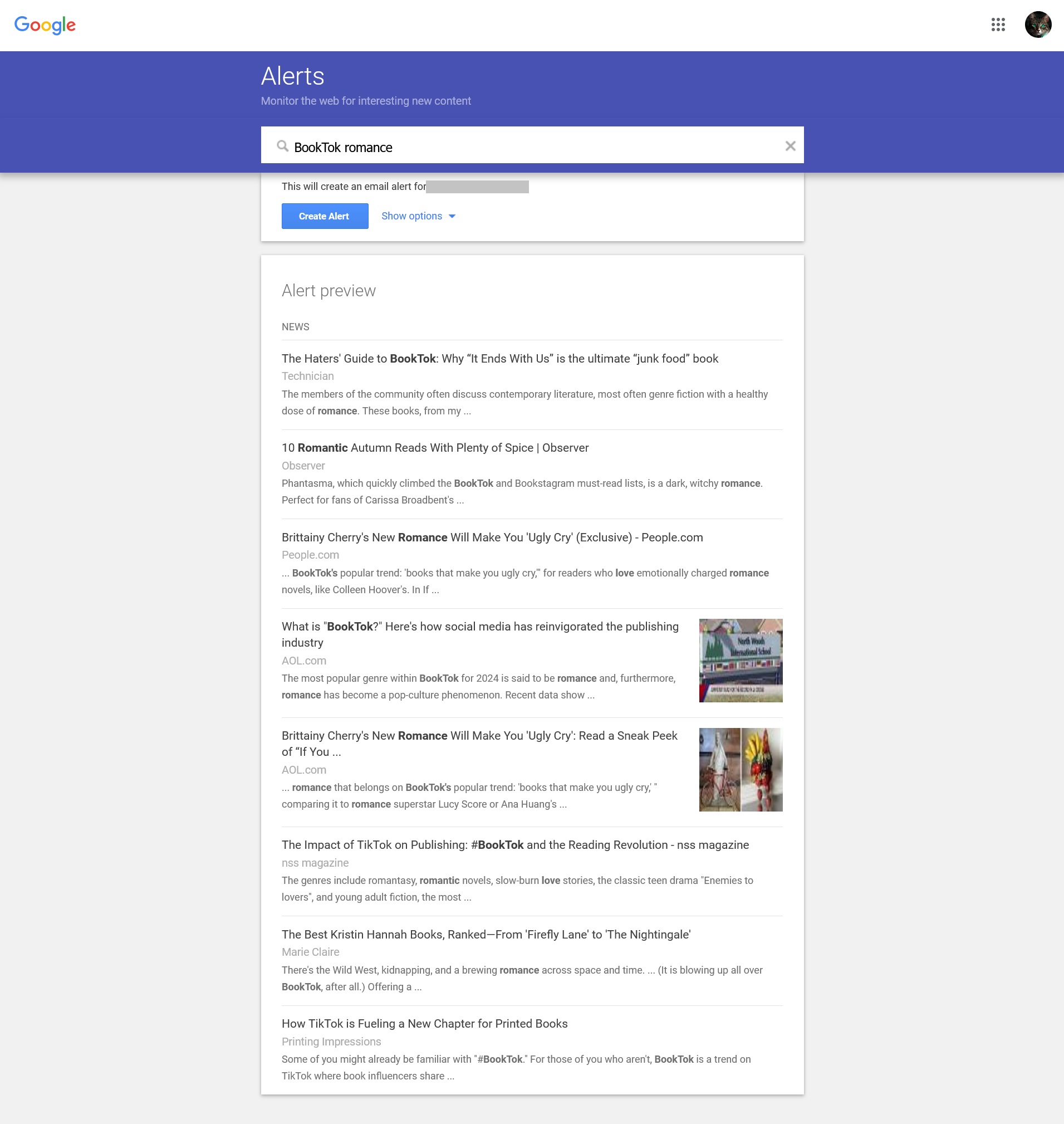 Google Alerts booktok search - Free social media listening tools