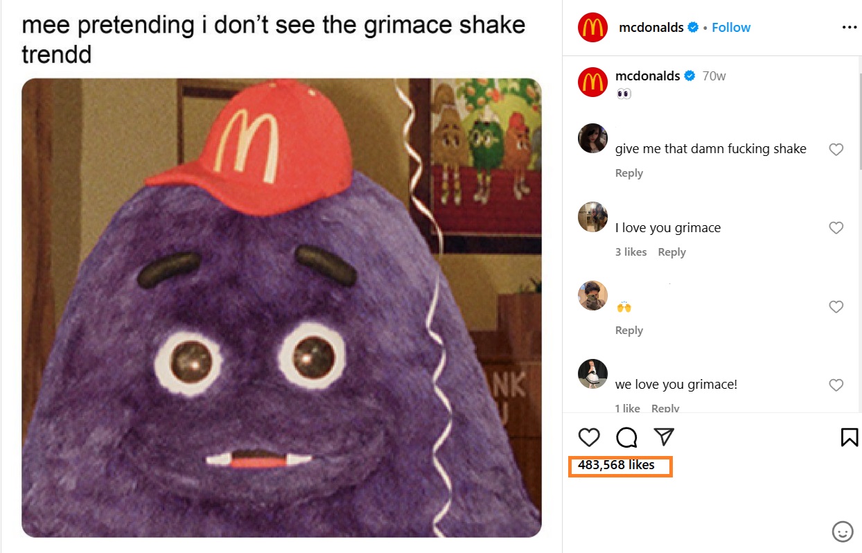 Grimace shake trend on TikTok - McDonald's