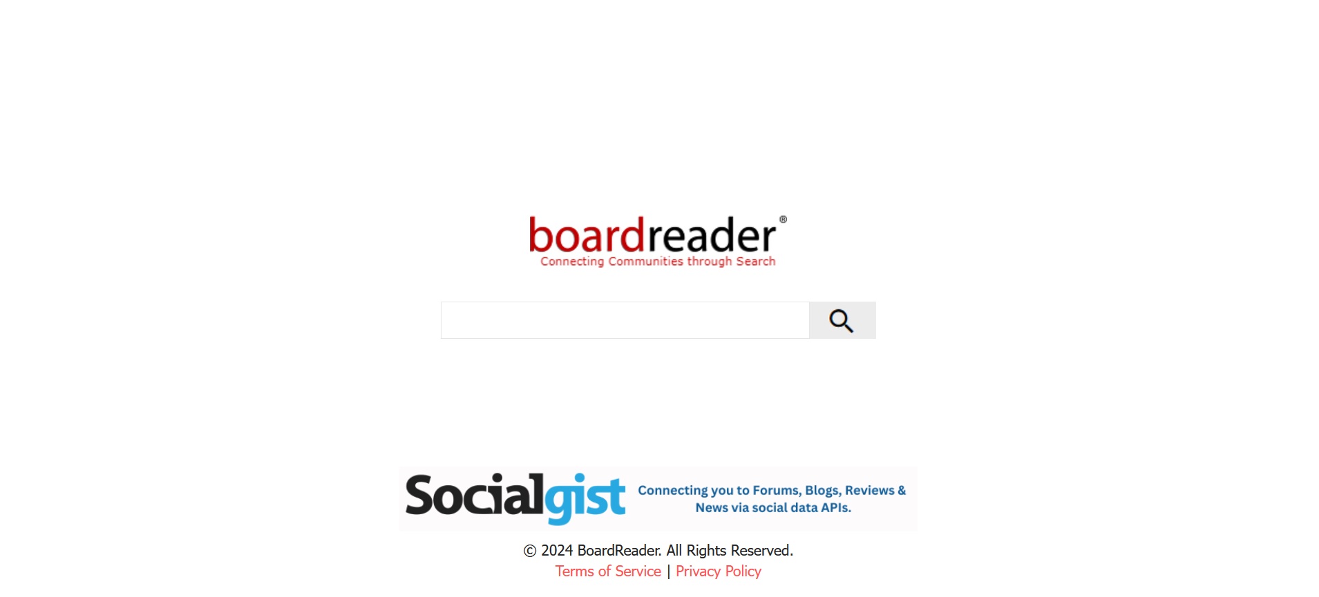 BoardReader search page screen - Free social media listening tools